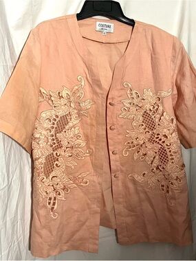 Vintage COUTURE New York Peach Blouse and skirt set.